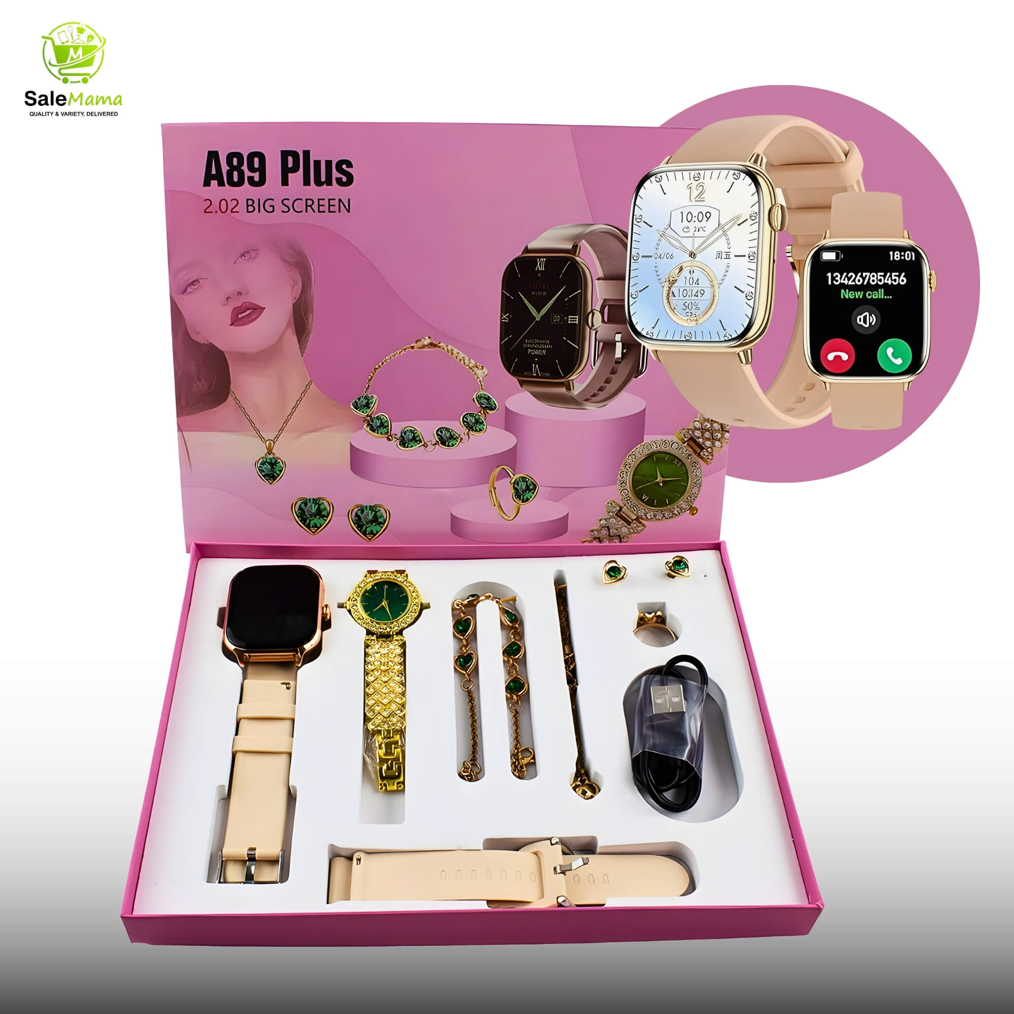 A89 Plus Luxury Smartwatch Combo