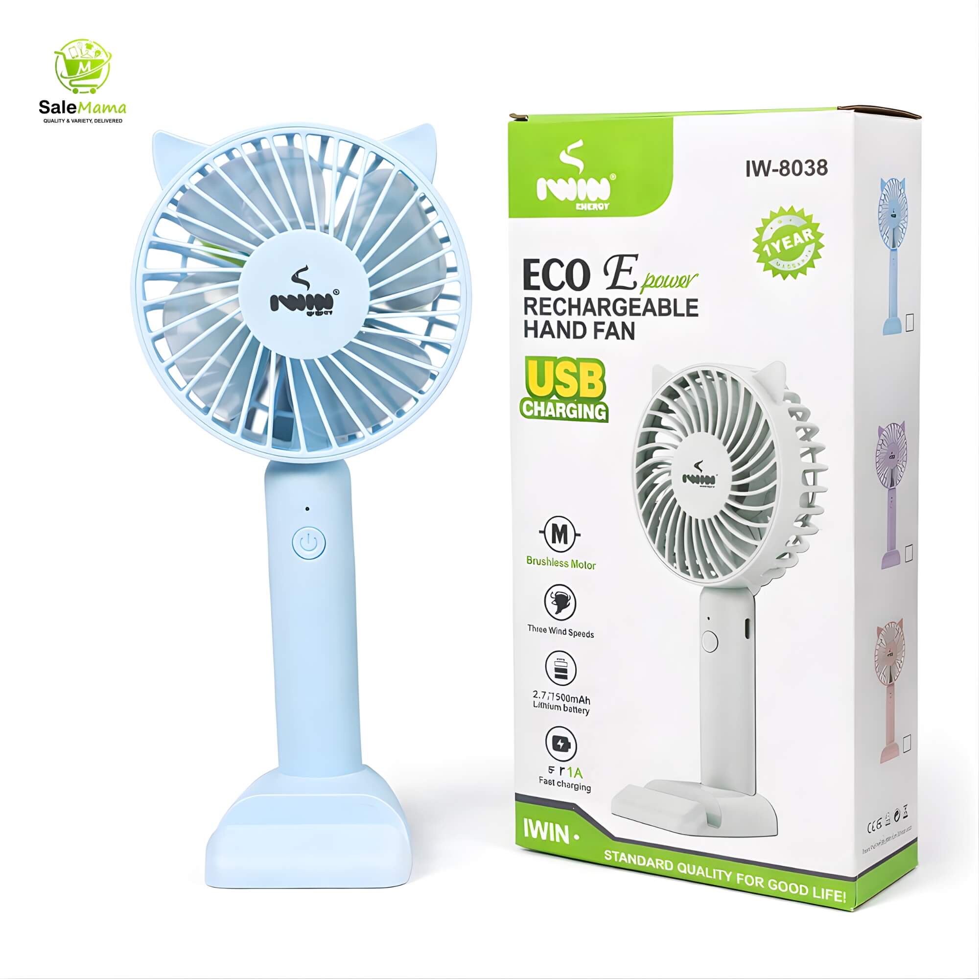 IW-8038 Rechargeable Hand Mini Fan with Phone Holder
