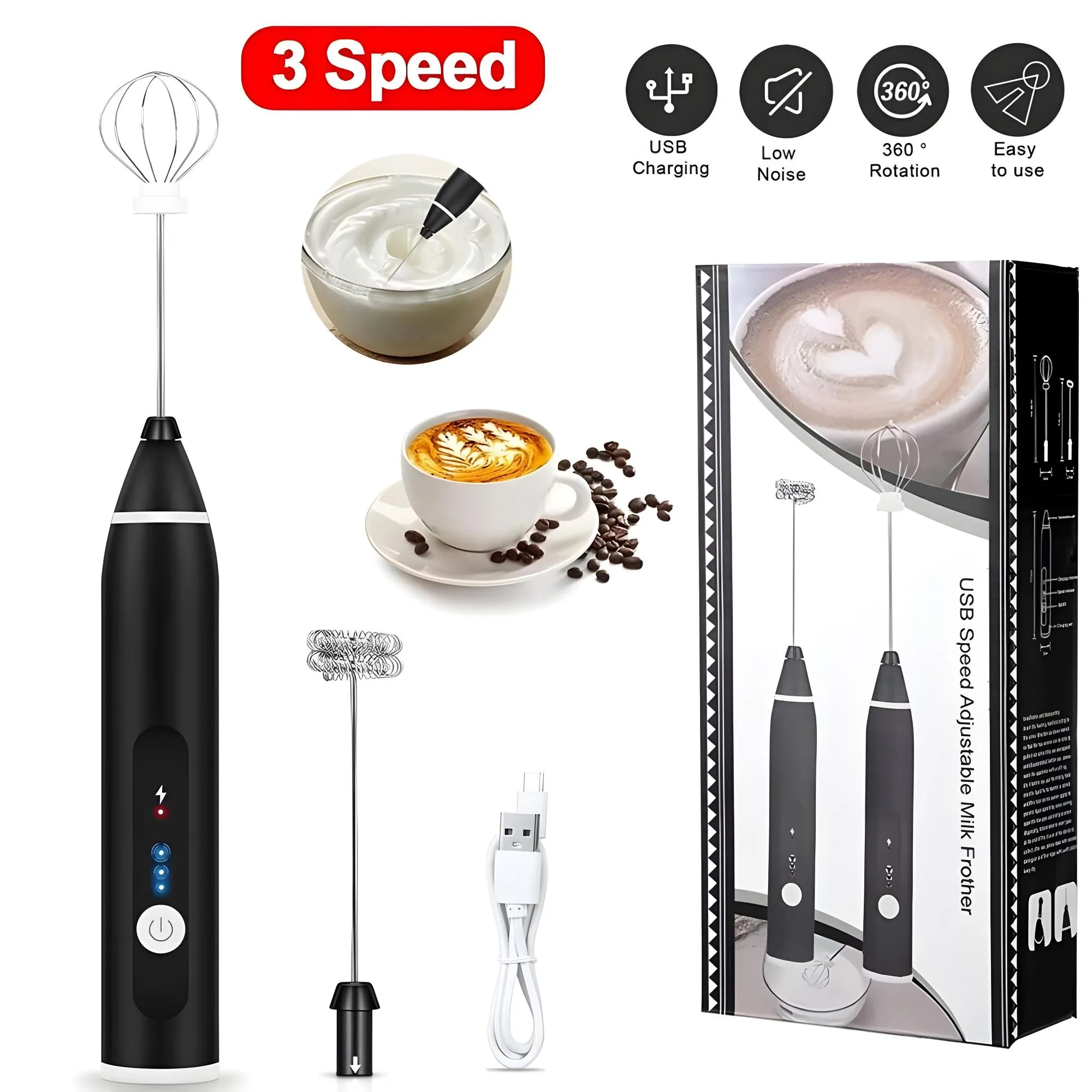 USB Rechargeable Milk Frother — ঘরে বসেই ক্যাফে-স্টাইল কফি বিটার - Image 2
