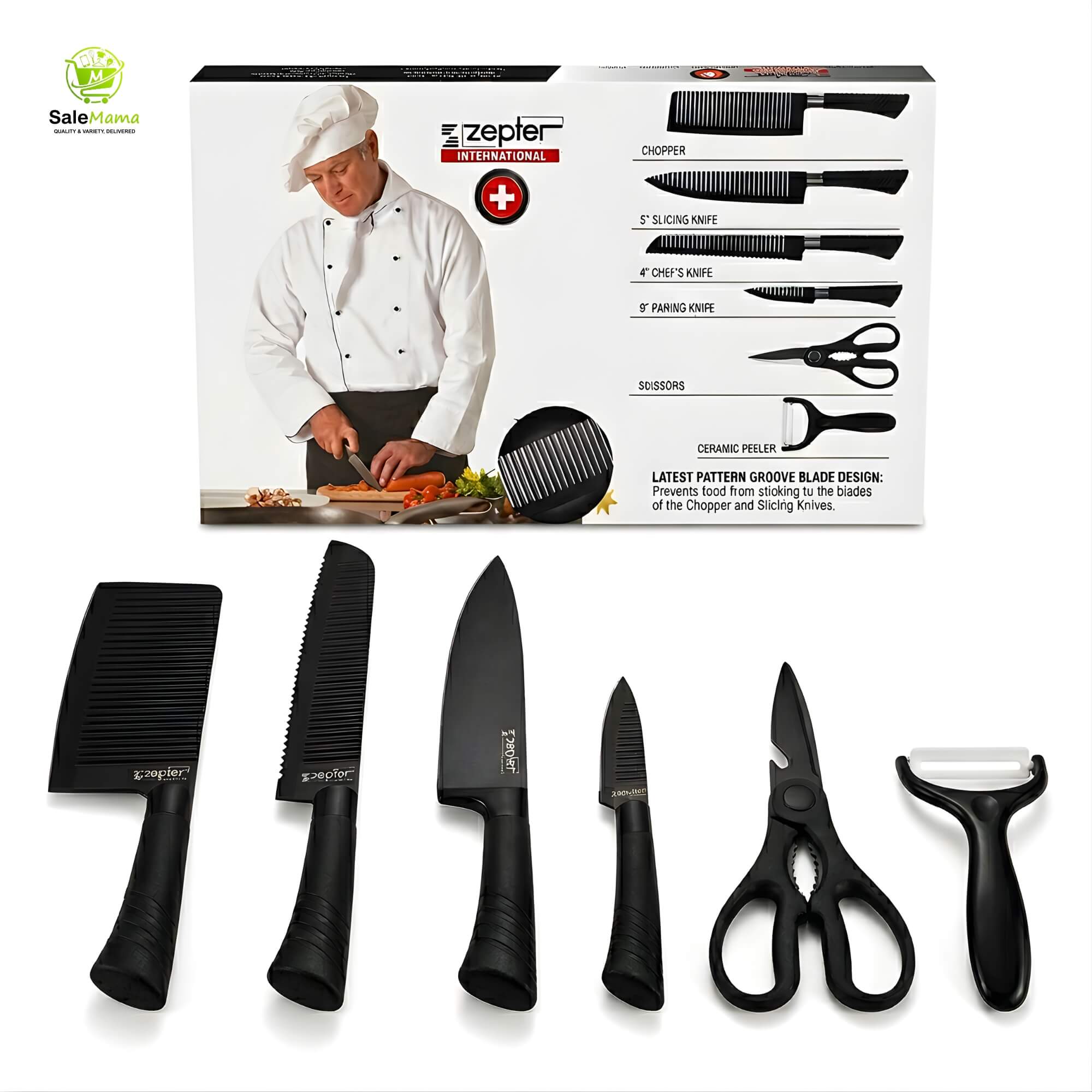 Zepter Stainless Steel 6Pcs Kitchen Knife Set