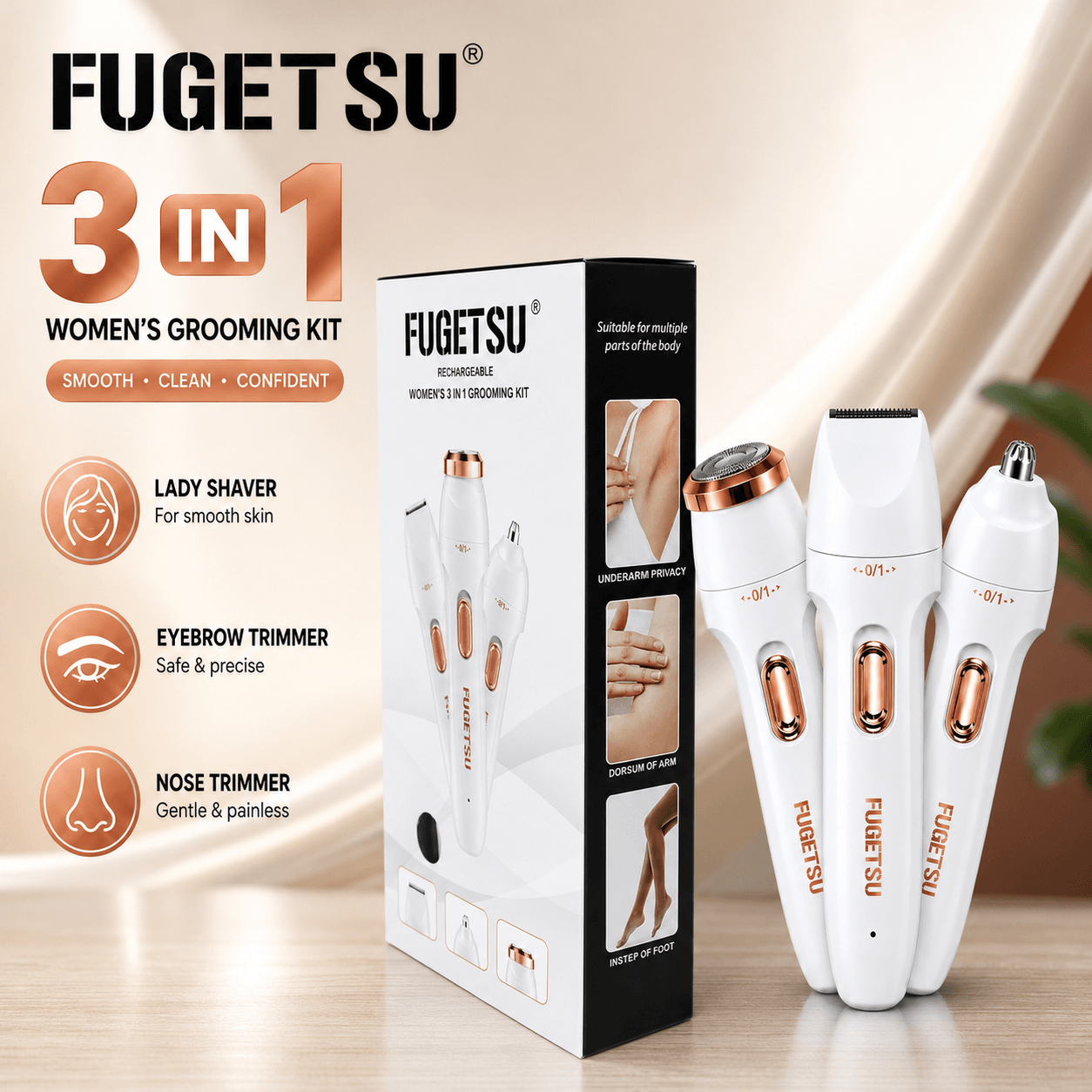 USB Rechargeable 3-In-1 Multi-Functional Hair Remover