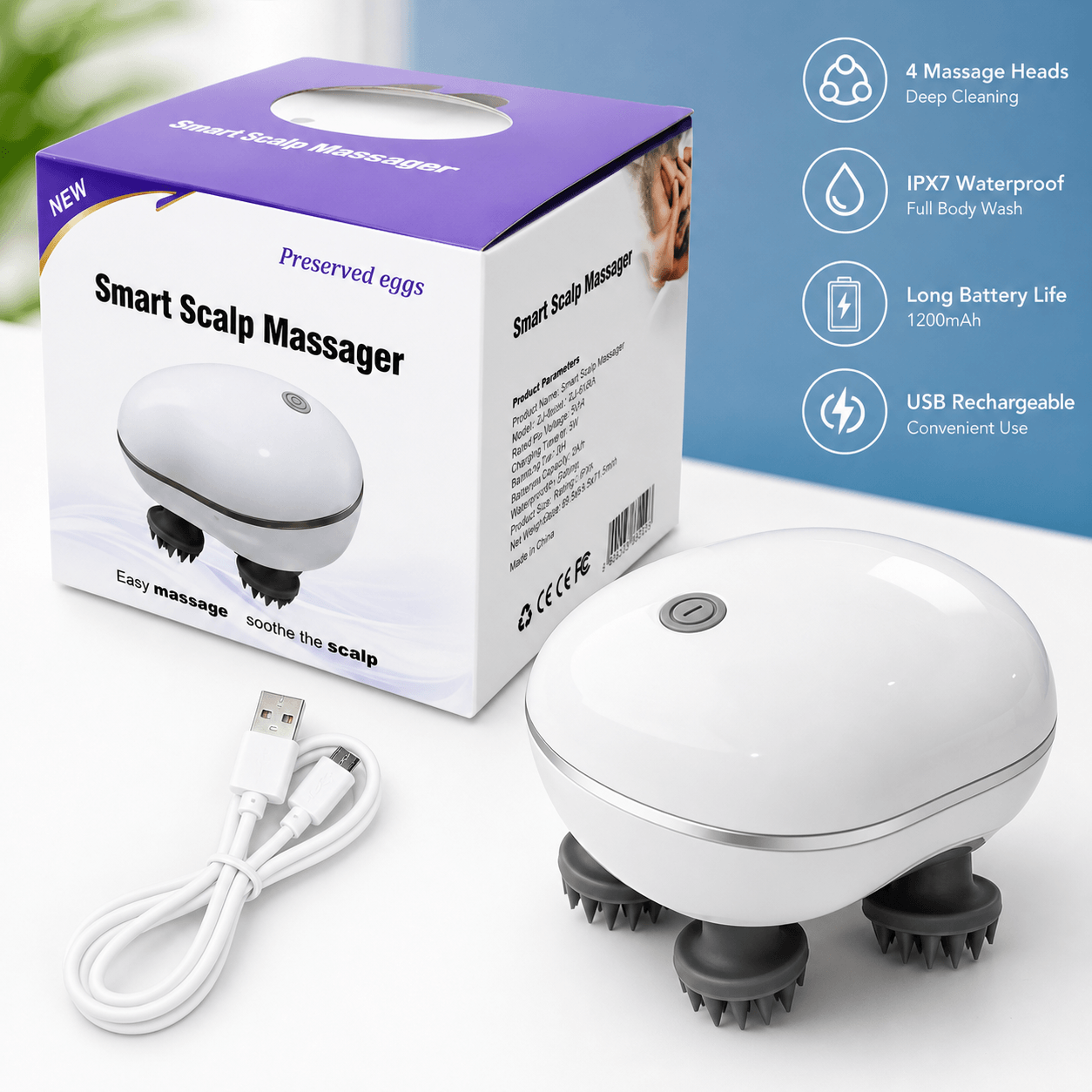 Electric Scalp Massager with Red Light Therapy